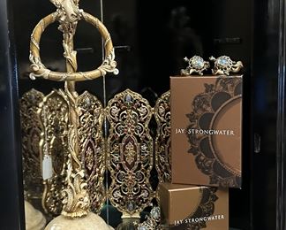 Jay Strongwater Towel Holder, napkin rings and Nativity Scene Screen 