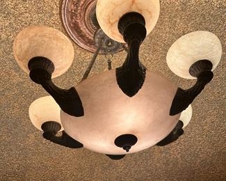Pettigrew Alabaster and Bronze Lighting Fixture
