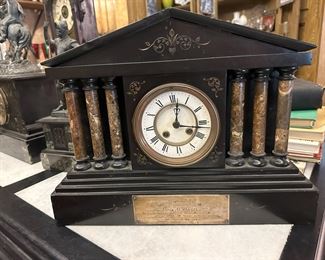 Slate and Marble Presentation Clock from 1898
