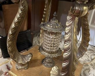 Italian End Table with lighted base - so Old Hollywood! 
