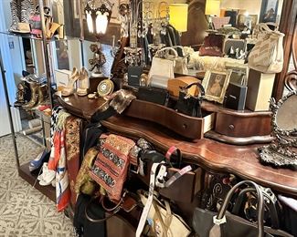 Bags, Scarves, accessories (and that cute angel lamp in the background)