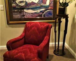 Burgundy Flame Stitched Chair