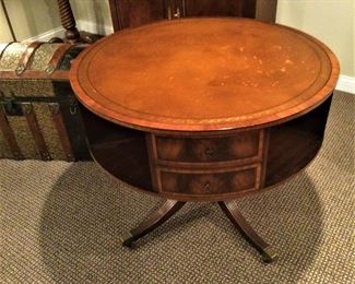 Georgian Style Leather Topped Drum Table