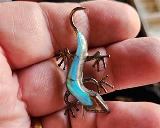 Sterling and Topaz Gecko Pin