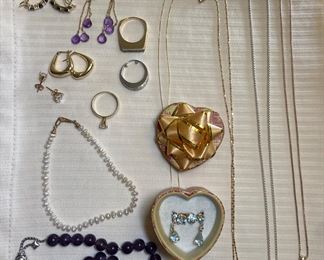 Gold & Sterling Jewelry :
Diamond & Gold Engagement Ring 

Keith Jack Guardian Angel 10kt Gold Celtic Pendant Amethyst  on sterling chain

Pair Yellow Gold Aquamarine Pierced Earrings & Pendant Set 