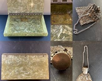 Vintage Gold Confetti Lucite Patricia of Miami hinged Box Purse
Small Evening Mesh Expandable Coin Beggers Purse