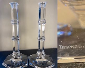 Pair Tiffany & Co Crystal Candlesticks 
