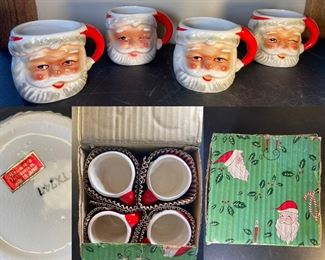 4 Vintage Santa Face Cup Brinns Mug Winking Japan Original Box