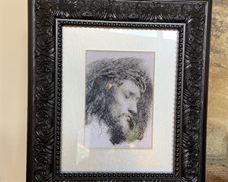 Hand Stitched The Christ Framed