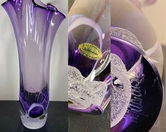 Signed Jablonski made in Poland Amethyst 
Hand Blown Vase 11” tall
