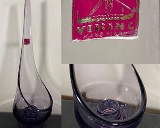 Amethyst Viking Stretch Glass Candle Holder-11” Tall