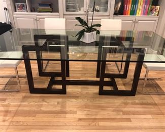 Ralph Lauren Mercer Table.  Table base and glass top are on site, but glass top is crated by professional movers.  H20.3"xW90.56x D 55.91 