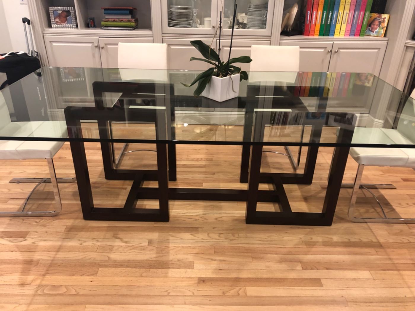 Ralph Lauren Mercer Table.  Table base and glass top are on site, but glass top is crated by professional movers.  H20.3"xW90.56x D 55.91 