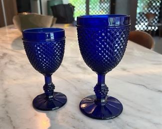 Cobalt Blue Goblets.  Eleven (11)  large and 12 small available.   If interested in these pieces, please text me directly 786-208-0312 .  