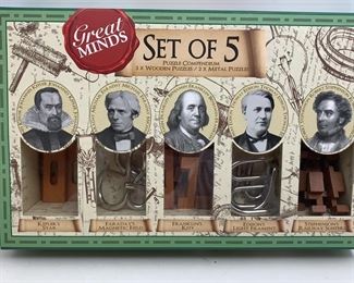 5 wood & metal puzzles New