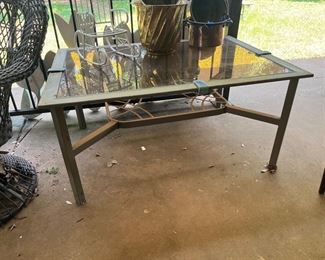 metal coffee table with glass top