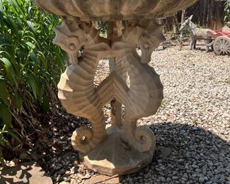 seahorse bird bath