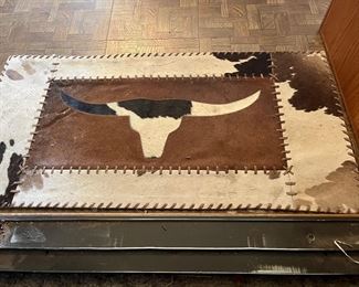 cowhide placemat with longhorn