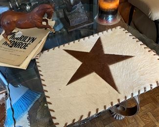 cowhide lone star placemat 