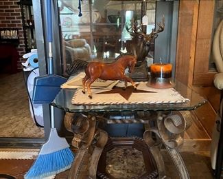 metal and glass side table, three matching available