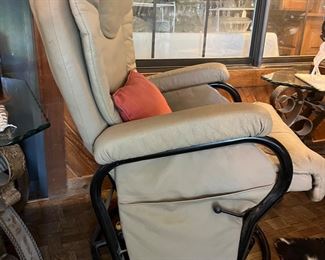 white leather swivel chair