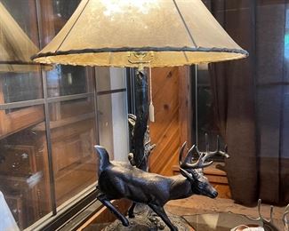 buck table lamp with leather shade