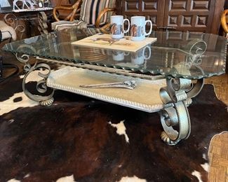 metal and glass rectangular coffee table