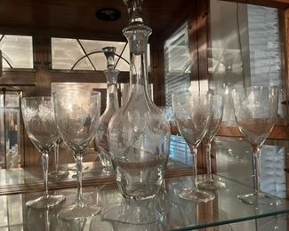 decanter and wine glasses