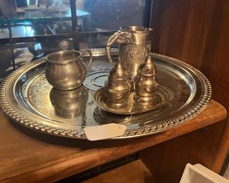 pewter and silver plate items