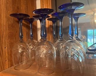 blue stem wine glasses