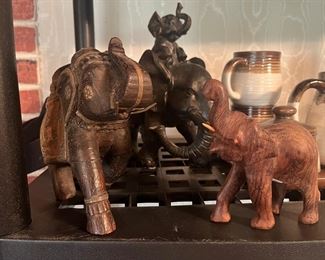 carved wooden elephants
