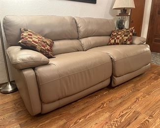 off-white leather reclining sofa