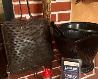 fireplace tools and Daisy bb pellets