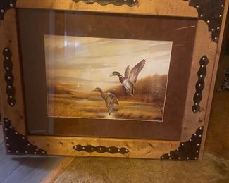 Beautiful wood w leather accents duck picture 