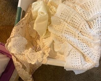 Crocheted doilies in many shapes and sizes 