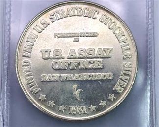 1981 US Assay Office Silver Trade Unit 1oz .999