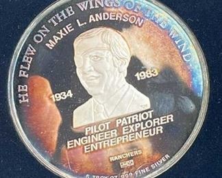 5 Troy Oz. 999 Silver Maxie Anderson Round