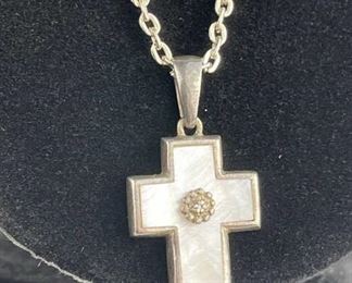 925 Silver Mother of Pearl Cross Pendant