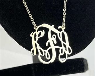 925 Silver Curly Letters Necklace