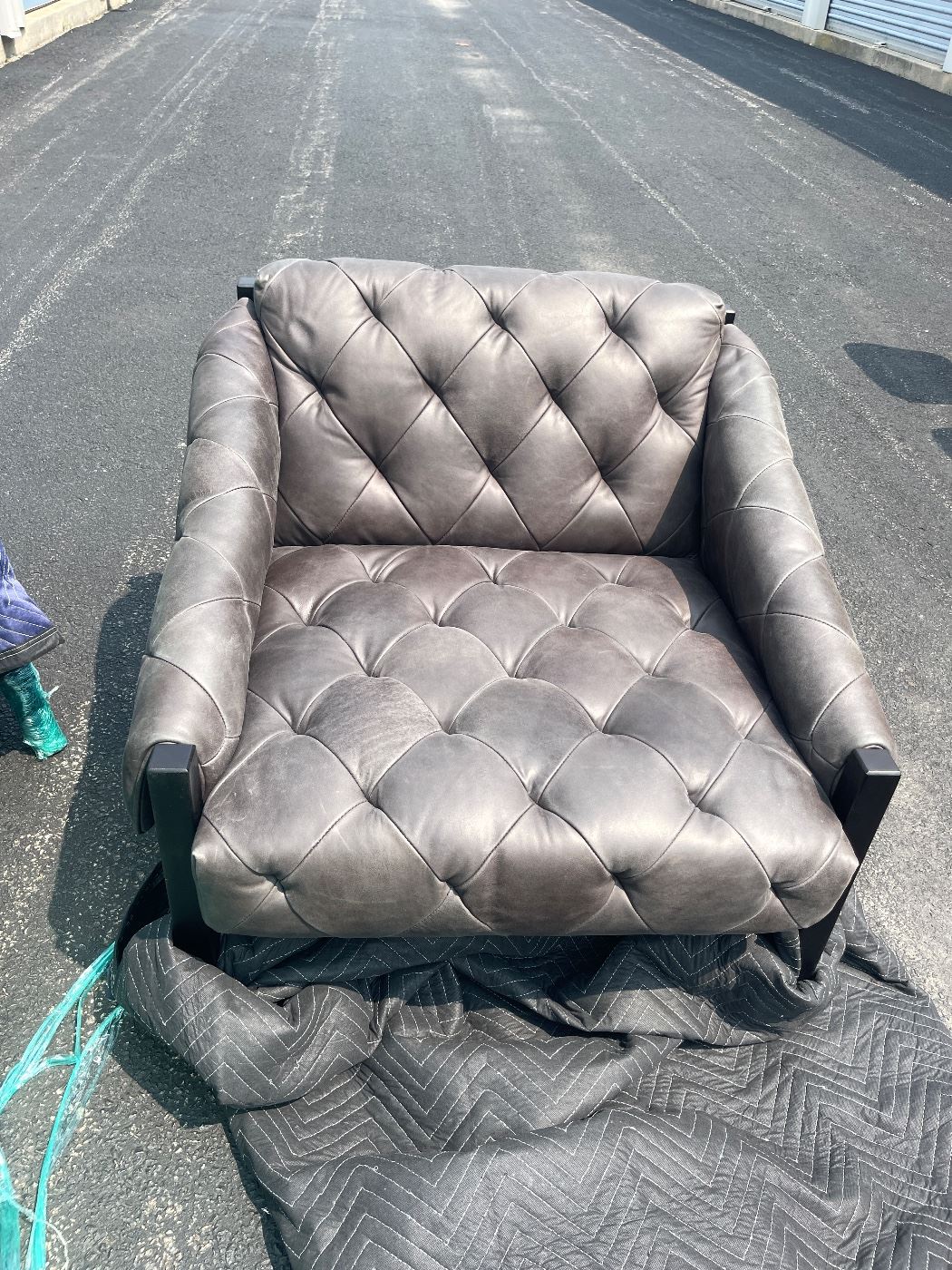 "Abruzzio" Tufted Gray Leather Chair (quantity 2) CB2 Brand 
Great condition 