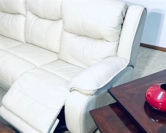 Leather electric reclining sofa