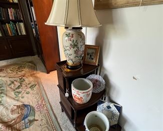 Lamp, Planters, Step Back Side Table 