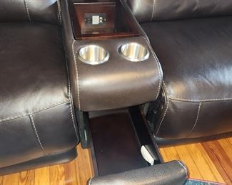 Cup holders and storage on sectional sofa