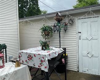 Outdoor bar height table with 4 chairs