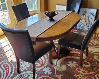Oak pedestal dining table (three sets available)