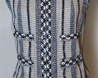 012 CHANEL Tan And Navy Sequin Tweed Vest