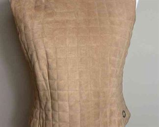 CHANEL 00T Tan Suede Goat Skin Quilted Vest