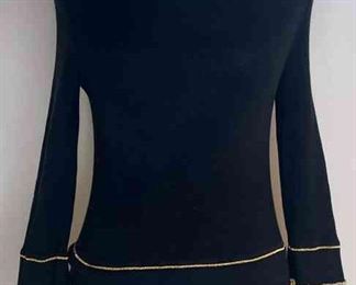 CHANEL Black Long Sleeve Sweater With Gold Trim
