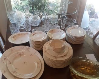 Crystal Glassware & Theodore Haviland Dishes (Touraine pattern)