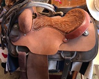 Vintage cutting  saddle hand made by well known saddle maker, Derl Tidwell, Monument, NM